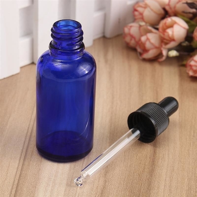 بطری قطره چکان شیشه ای آبی 30 میلی لیتری LinDeer با درپوش پلاستیکی مشکی
