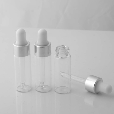 بطری های اسانس 5 میلی لیتری نقره ای بطری های قطره چکان شیشه ای OEM ODM