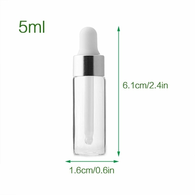 بطری های اسانس 5 میلی لیتری نقره ای بطری های قطره چکان شیشه ای OEM ODM