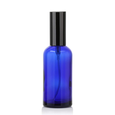 بطری اسپری آرایشی و بهداشتی پمپ شیشه ای آبی 50 میلی لیتری LinDeer با اسپری مه سیاه